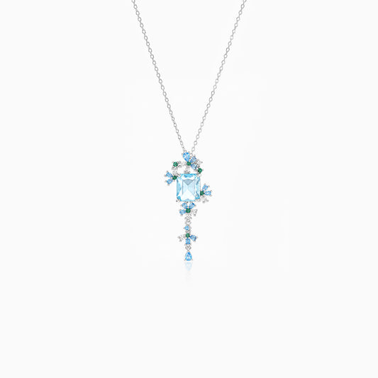 Ice Blue Floral Necklace