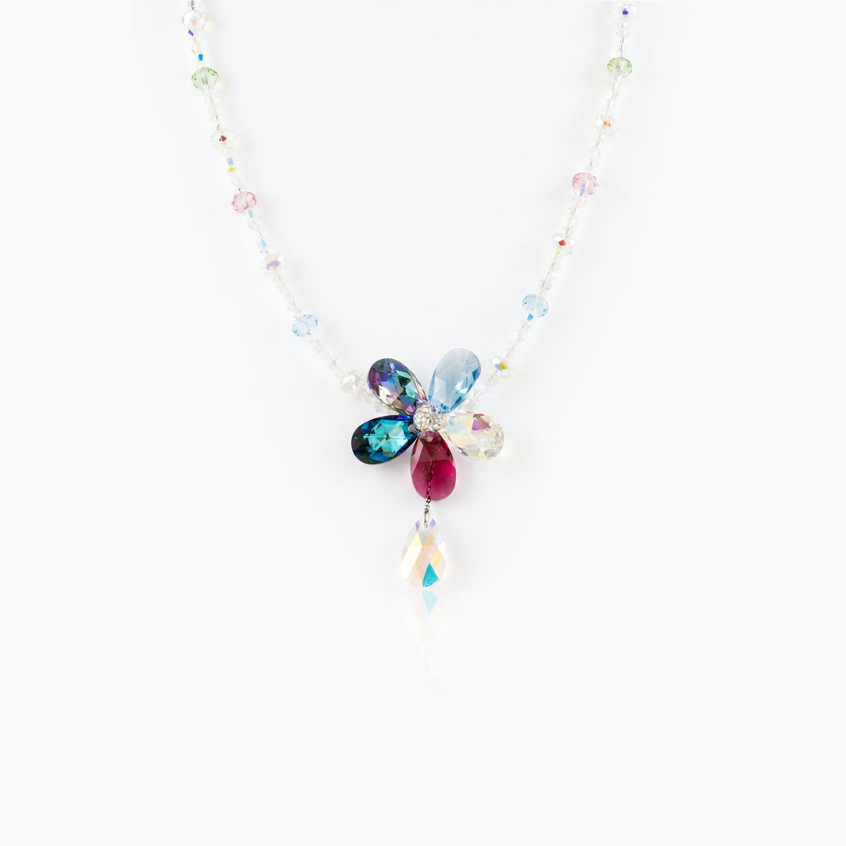 Color Bloom Drop Crystal Necklace
