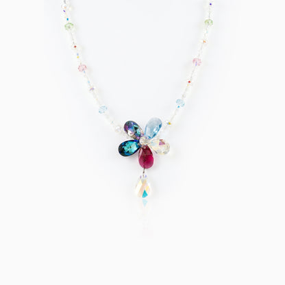 Color Bloom Drop Crystal Necklace