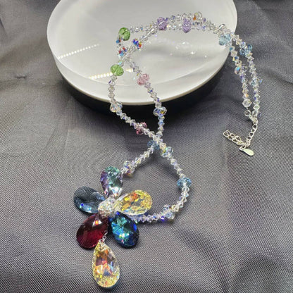 Color Bloom Drop Crystal Necklace