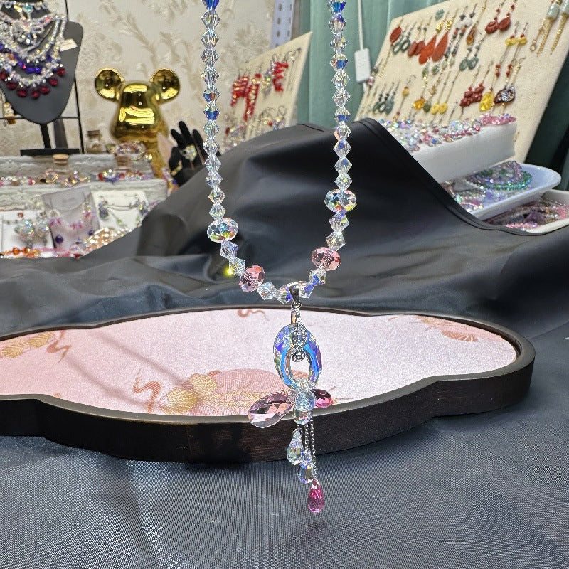 Color Bloom Drop Crystal Necklace