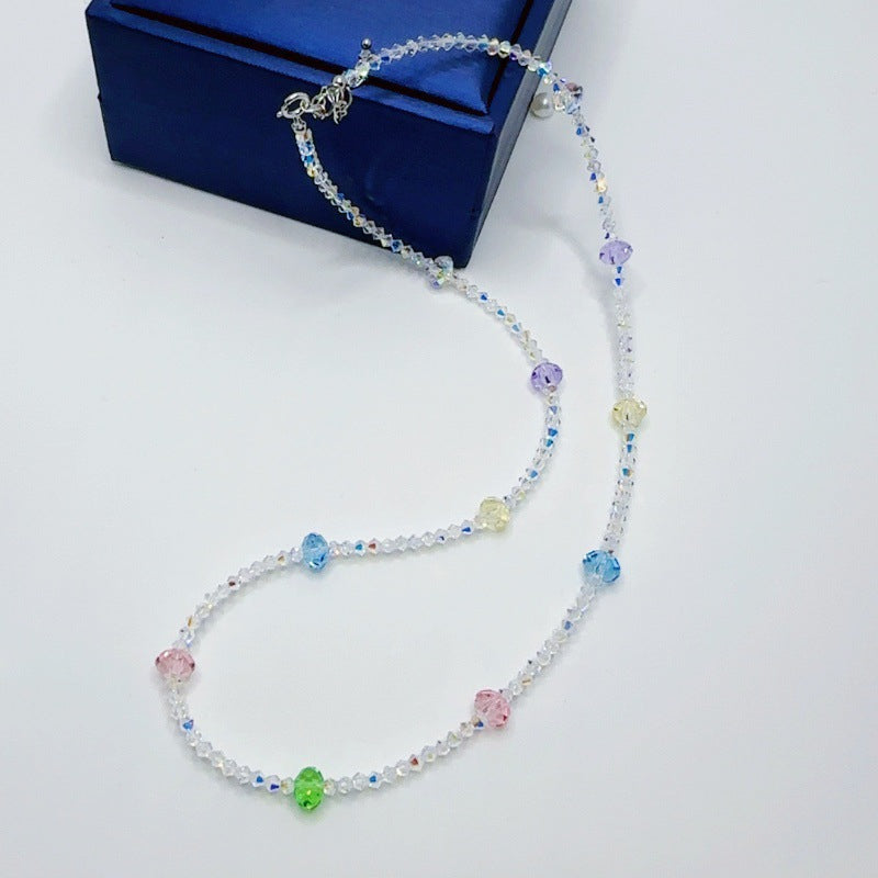 Color Floating Charm Crystal Necklace