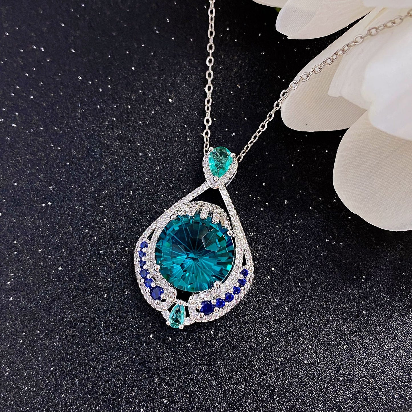 Blue Tide Teardrop Necklace
