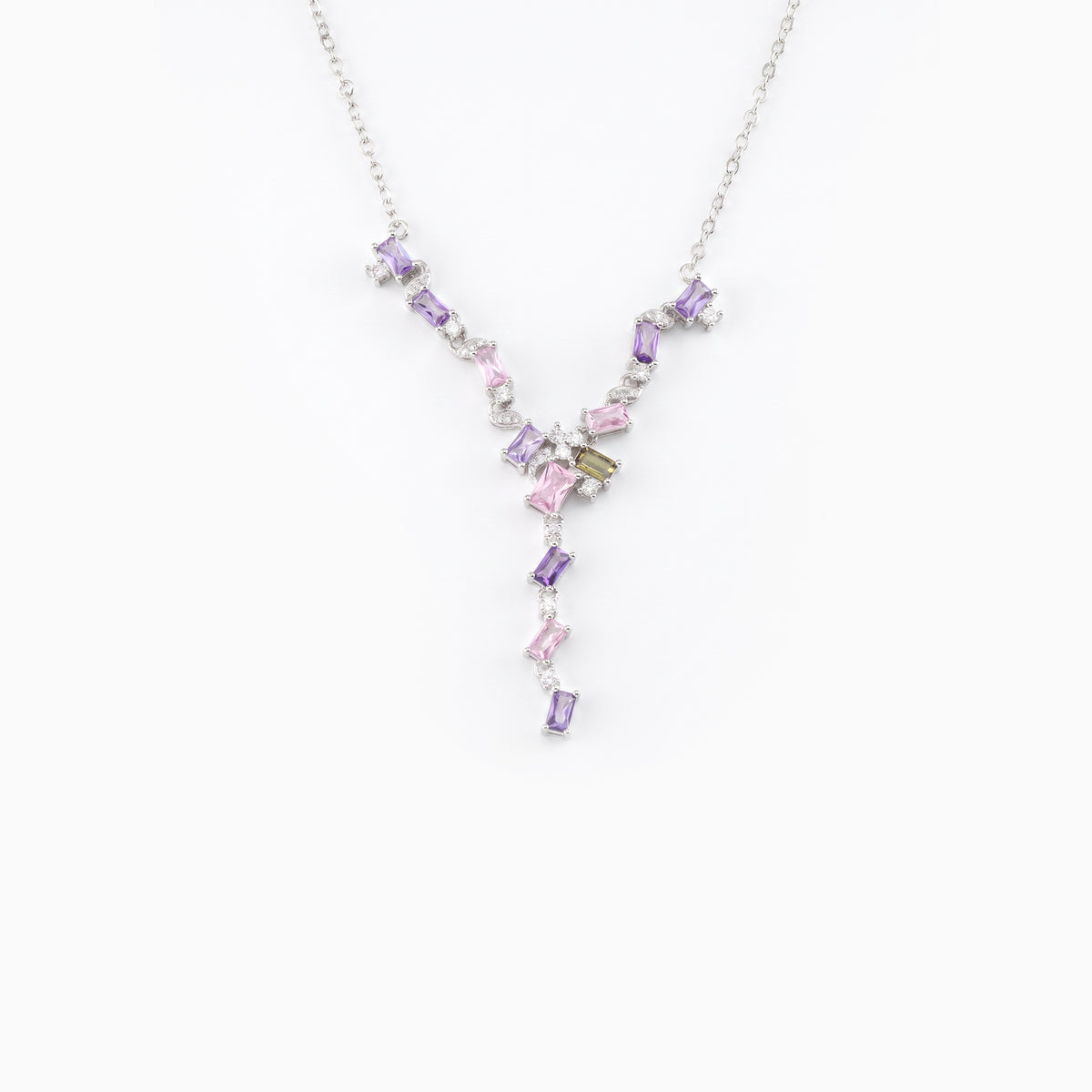 Pink Violet Y Necklace