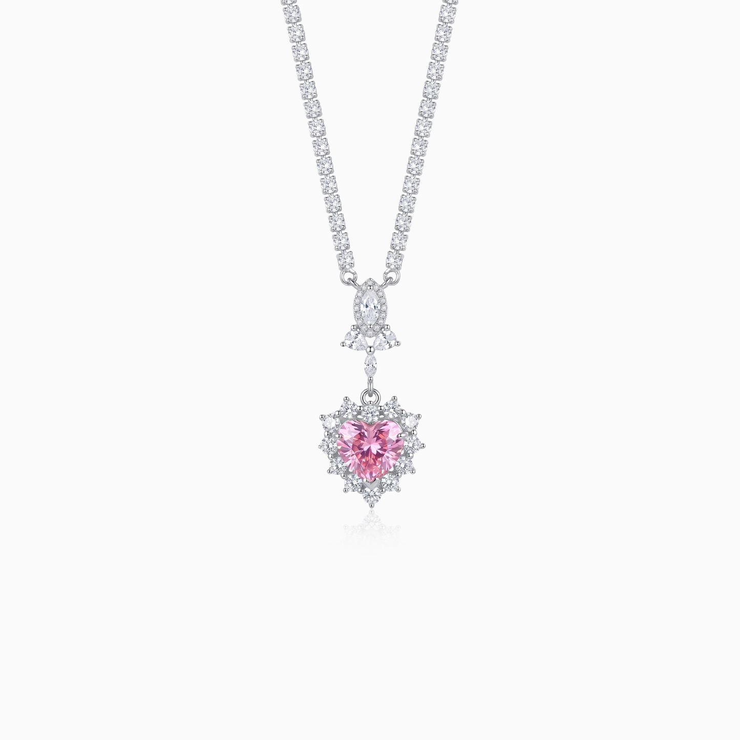 Pink Radiant Heart Necklace