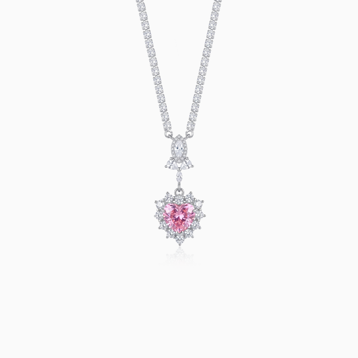 Pink Radiant Heart Necklace