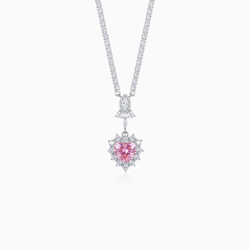 Pink Radiant Heart Necklace