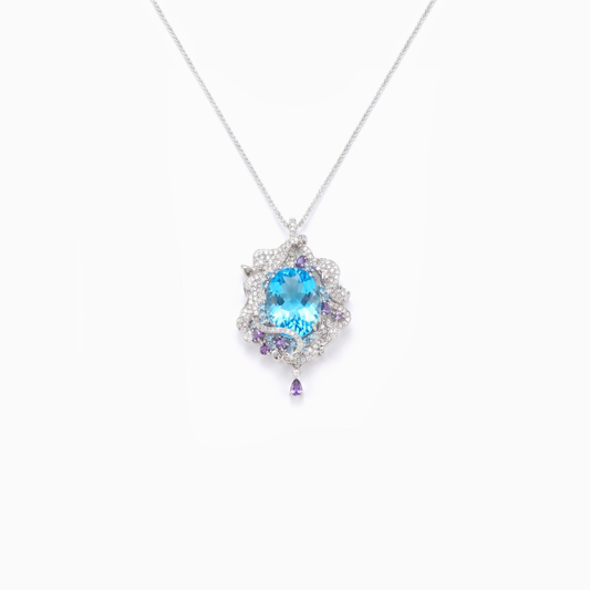 Blue Tide Oval Bloom Pendant