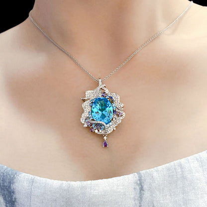 Blue Tide Oval Bloom Pendant