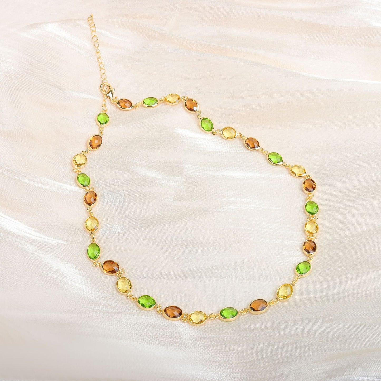 Olive Gem Link Necklace