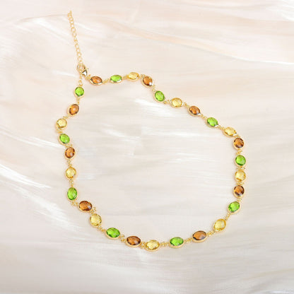 Olive Gem Link Necklace