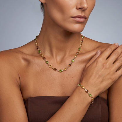 Olive Gem Link Bracelet