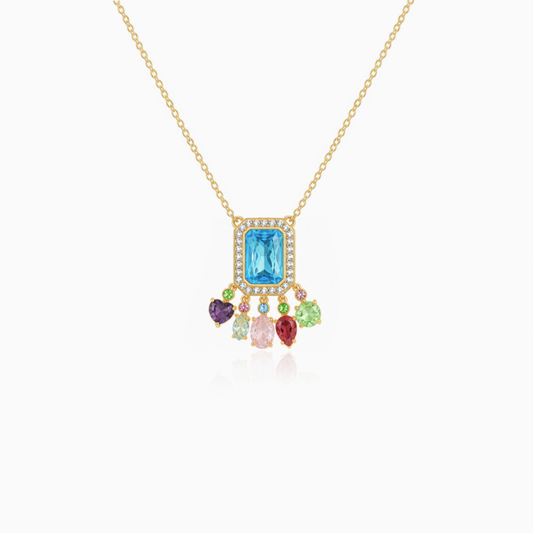 Blue Fringe Necklace