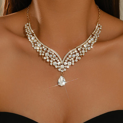 White Crystal Layered Necklace