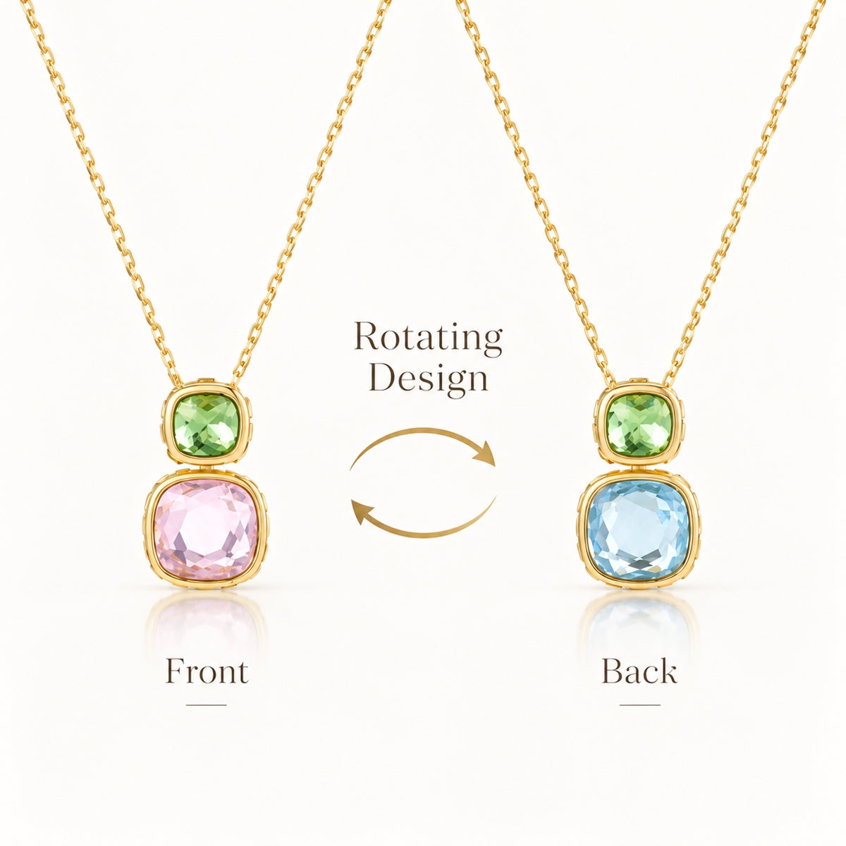 Reversible Gem Duo Necklace -- Green & Pink