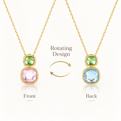 Reversible Gem Duo Necklace -- Green & Pink