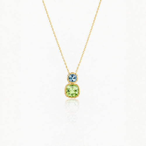 Reversible Gem Duo Necklace -- Green & Pink