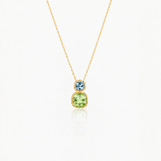 Reversible Gem Duo Necklace -- Green & Pink