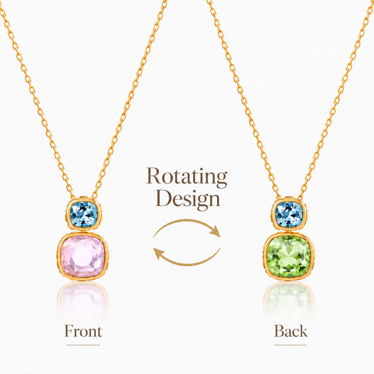 Reversible Gem Duo Necklace -- Green & Pink