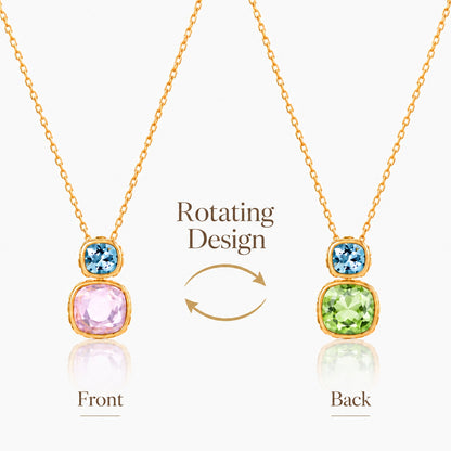Reversible Gem Duo Necklace -- Green & Pink