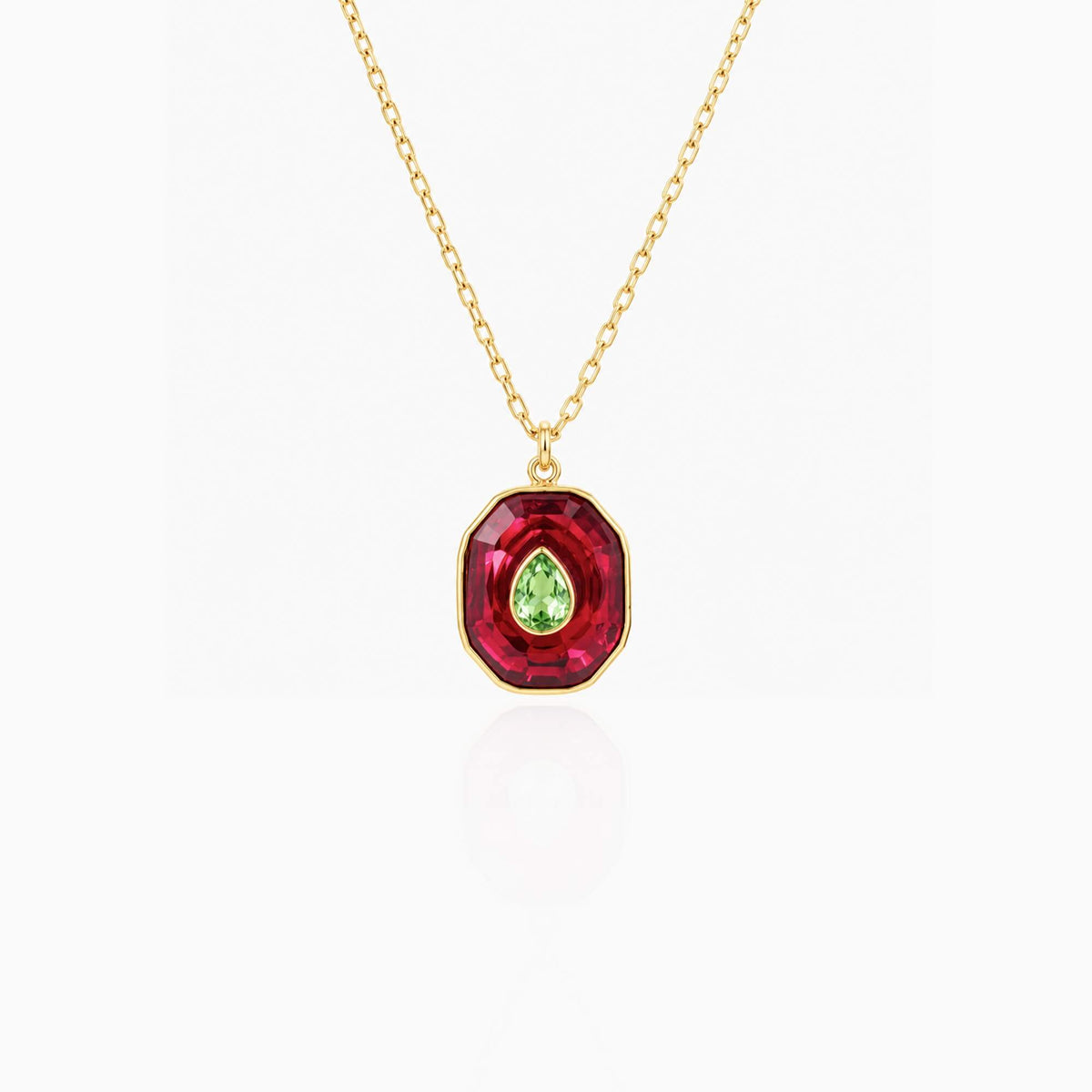 Color Inlay Pendant Necklace