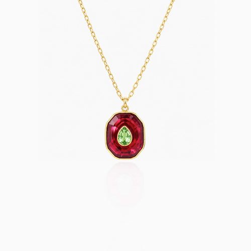 Color Inlay Pendant Necklace