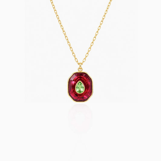 Color Inlay Pendant Necklace