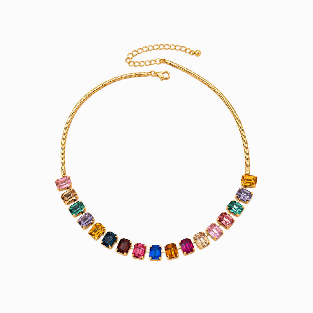 Rainbow Baguette Necklace