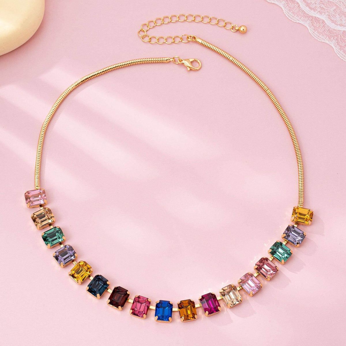 Rainbow Baguette Necklace