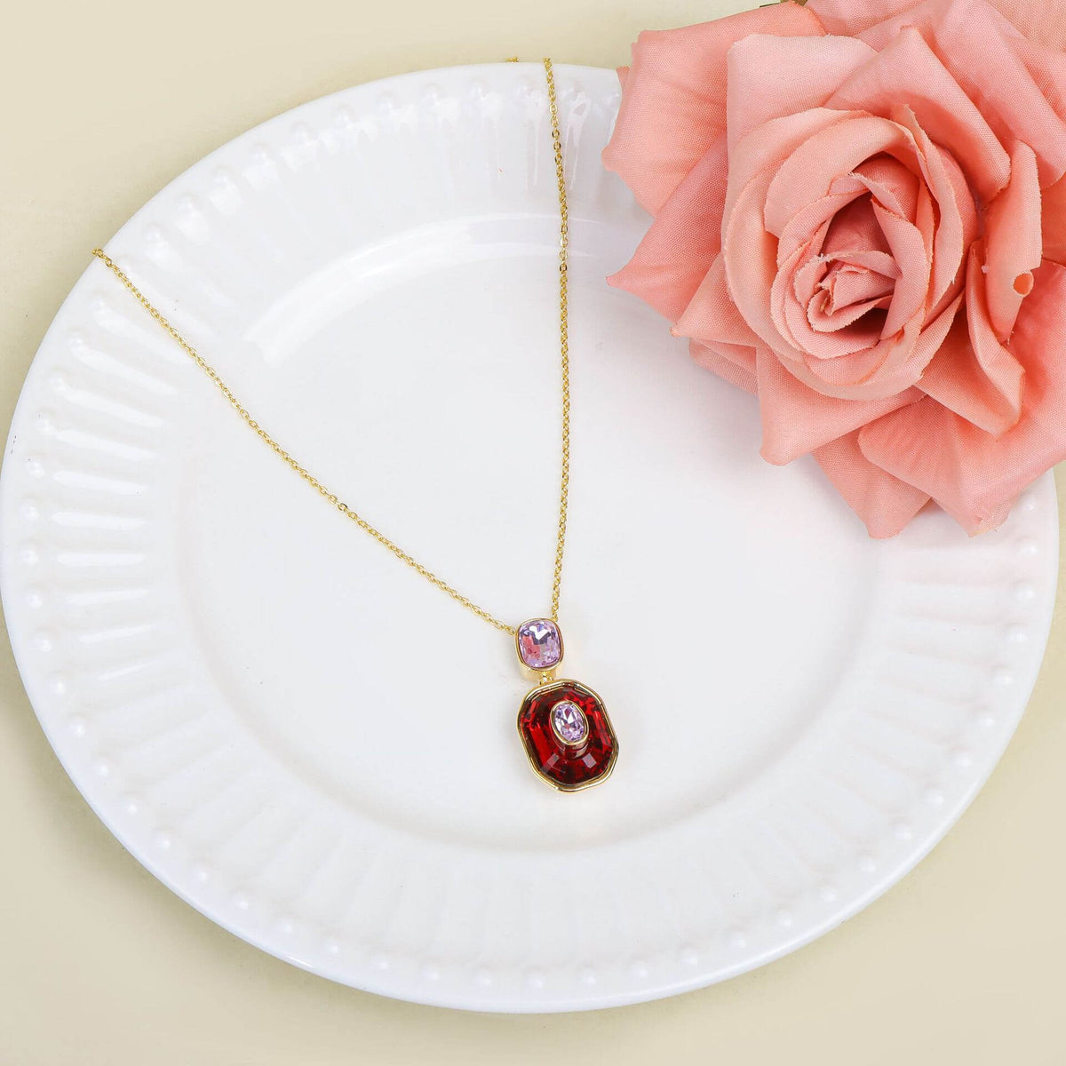 Petite Color Inlay Pendant Necklace