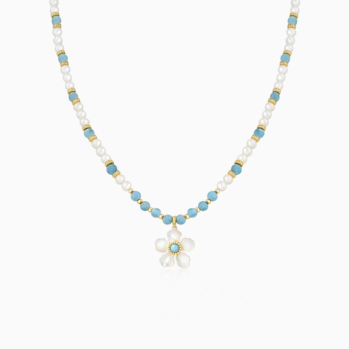 Larimar Blossom Pendant Necklace
