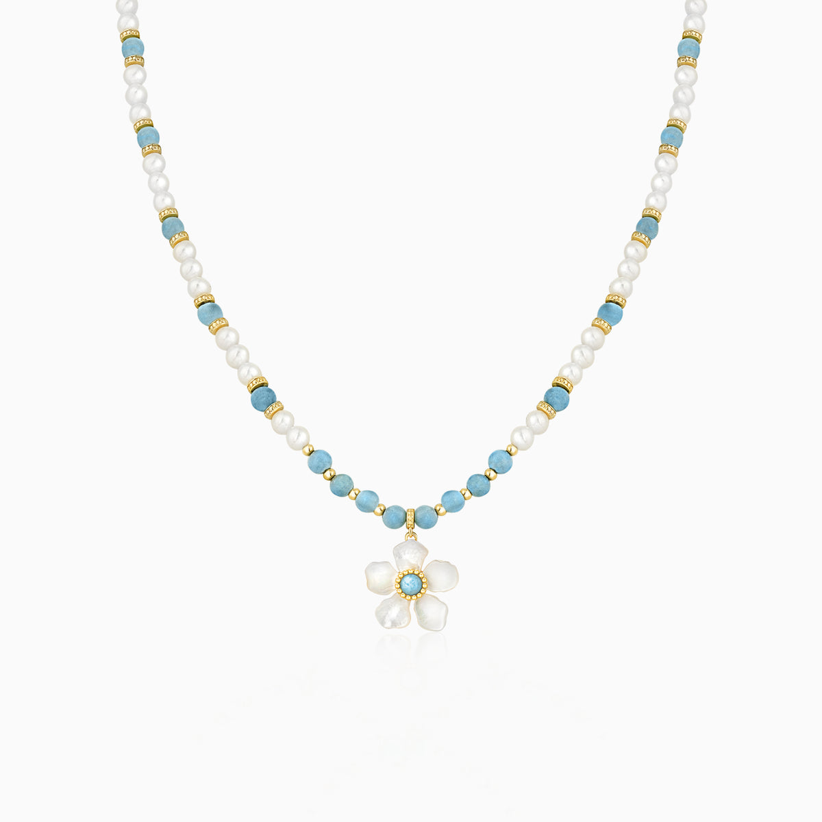 Larimar Blossom Pendant Necklace
