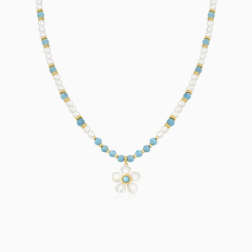 Larimar Blossom Pendant Necklace