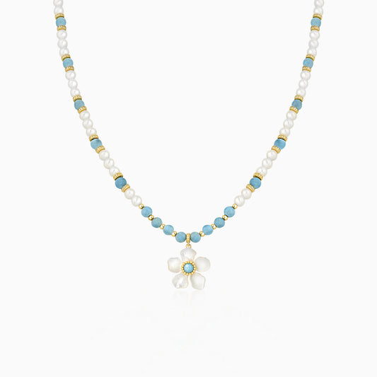 Larimar Blossom Pendant Necklace