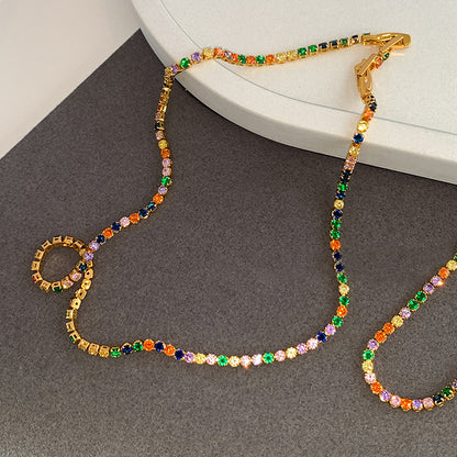 Colorful Zircon Gold Plated Necklace