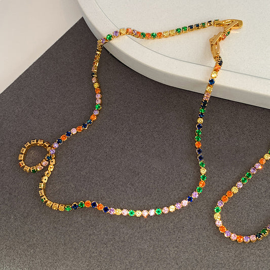 Colorful Zircon Gold Plated Necklace