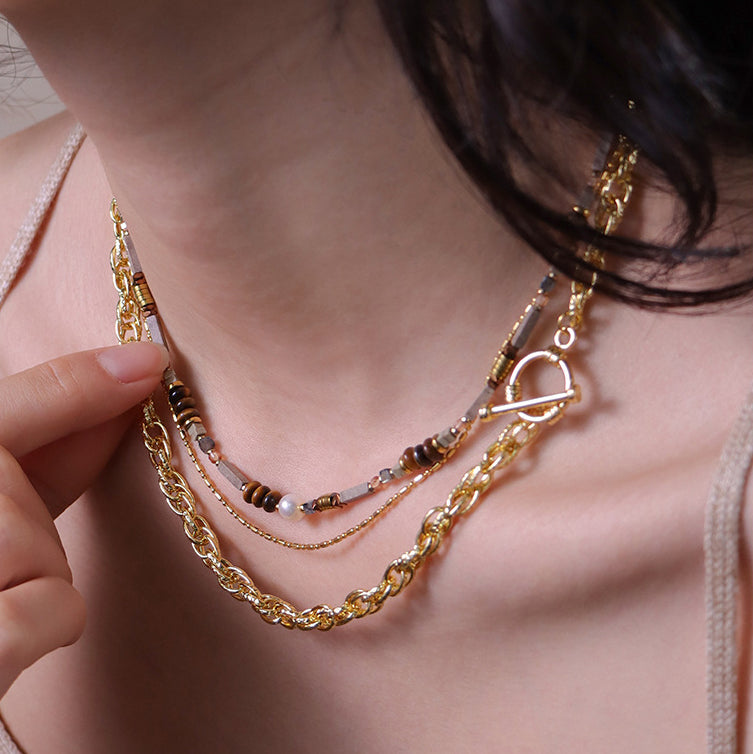 Maillard Style Natural Stone Necklace Set