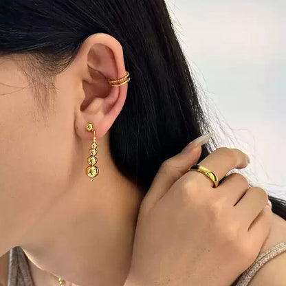 Tiered Beads Gold Plated Dangle Earrings
