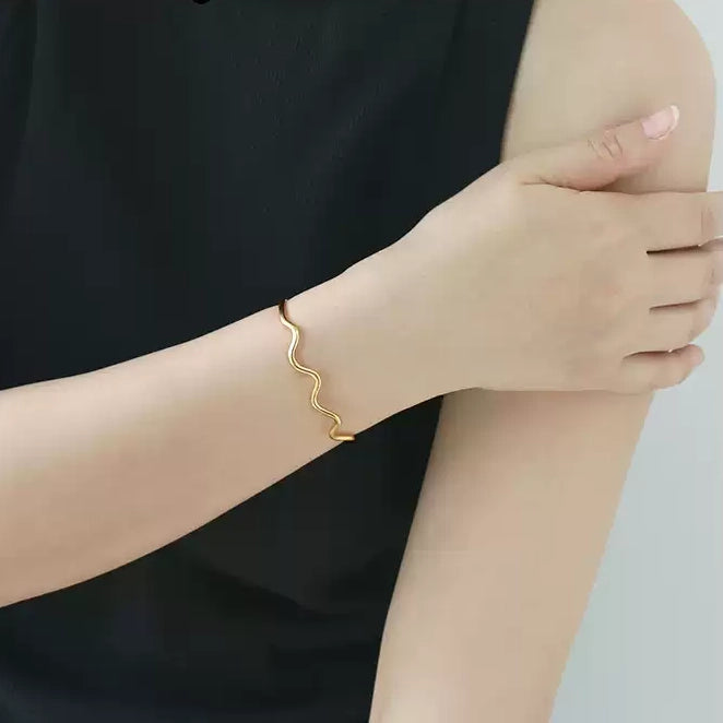 Wave Style Gold Plated Bracelet