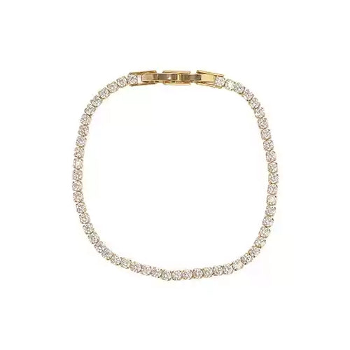 Zircon Gold Plated Snap Fastener Bracelet