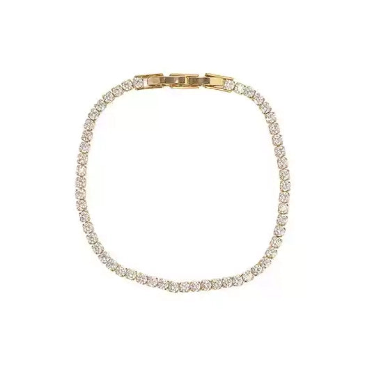 Zircon Gold Plated Snap Fastener Bracelet