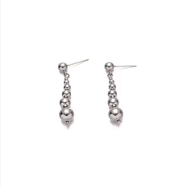 Tiered Beads Gold Plated Dangle Earrings