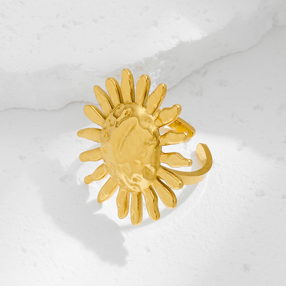 Textured Sunburst Boho Statement Ring