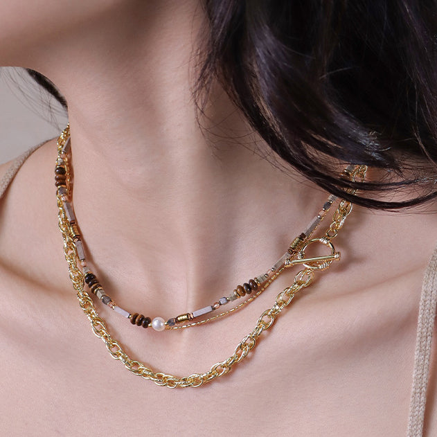 Maillard Style Natural Stone Necklace Set