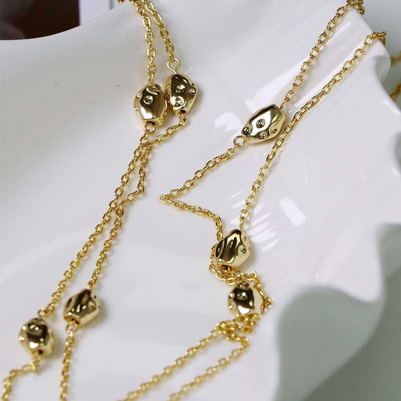 Double-Layer Long Style Gold Plated Necklace