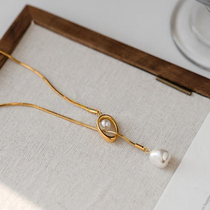 Skin-Friendly Lariat-Style Pearl Necklace