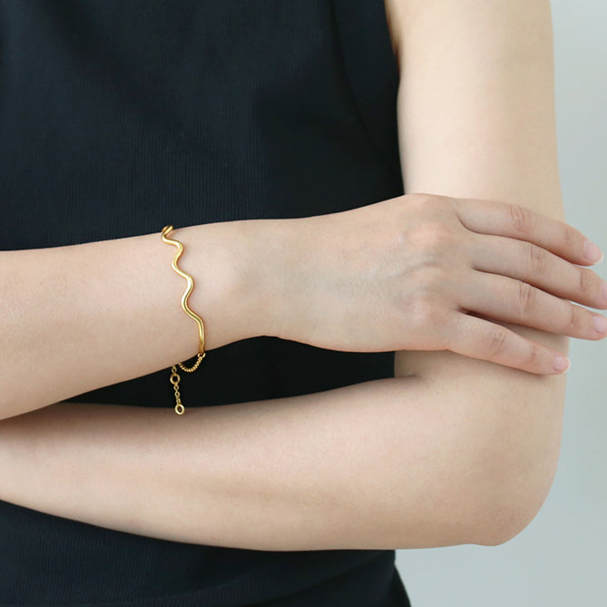 Wave Style Gold Plated Bracelet