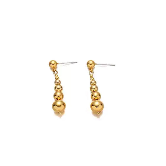 Tiered Beads Gold Plated Dangle Earrings