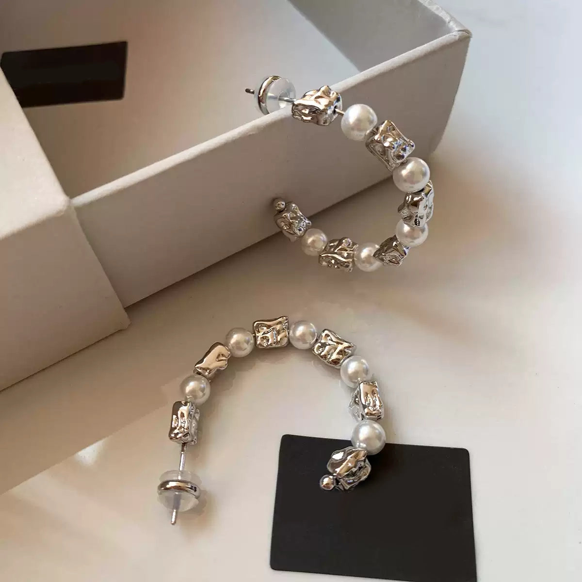Irregular Textured Pearl Earrings