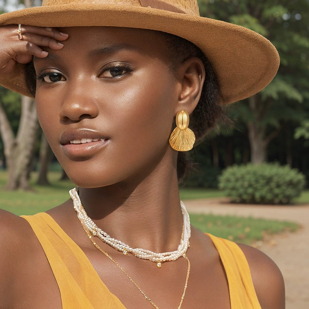 Textured Shell Statement Earrings
